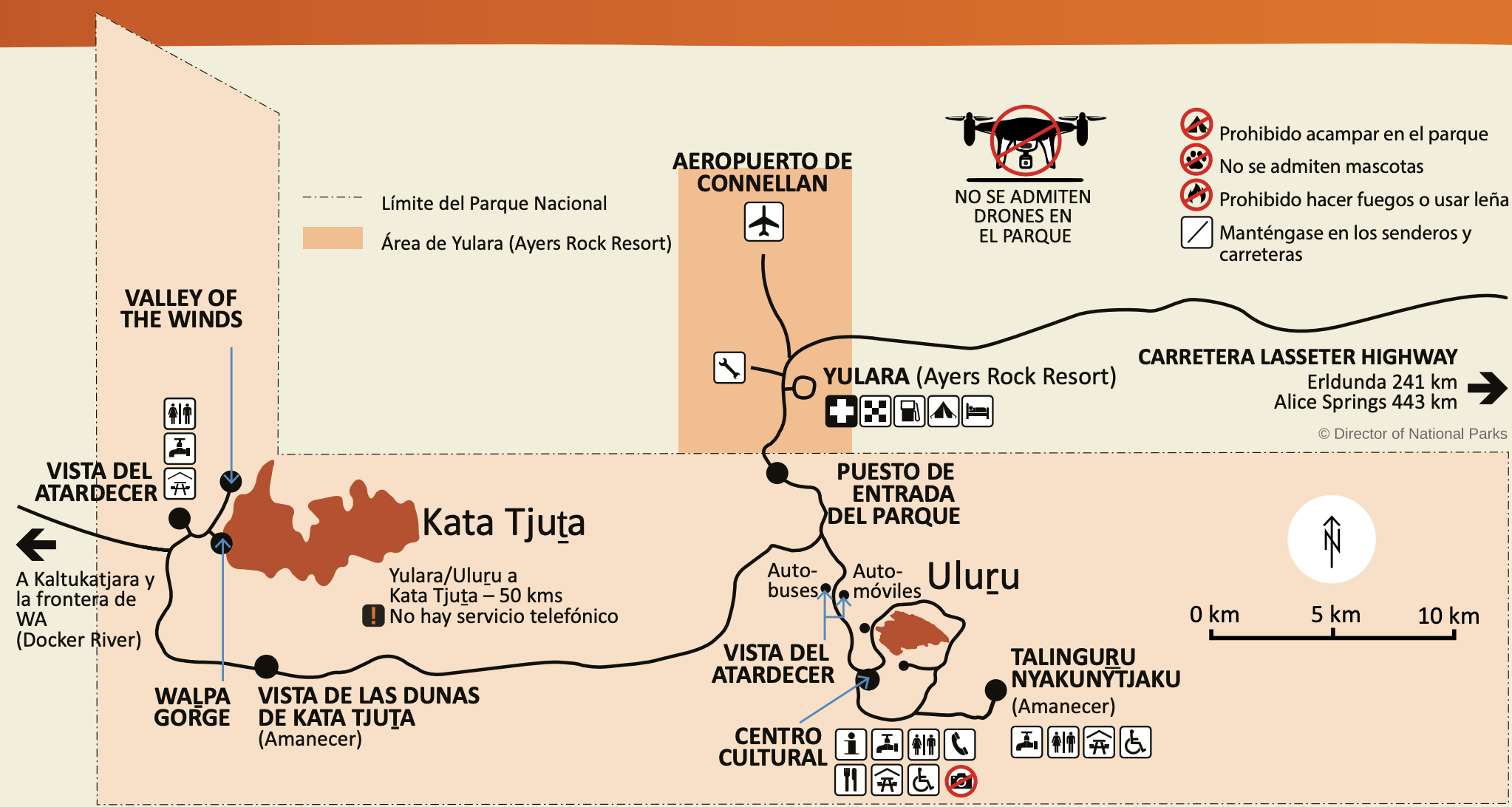 Mapa del Parque Nacional Uluru-Kata Tjuta